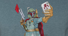 Load image into Gallery viewer, Bounty Hunter Selfie Heather Blue T-Shirt
